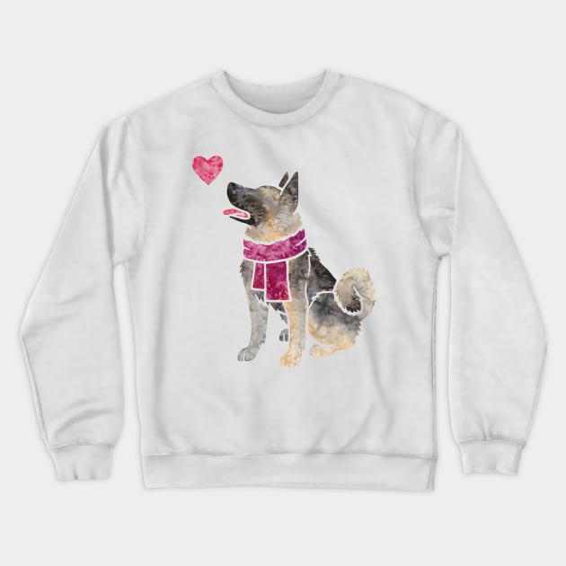 Watercolour Elkhound Crewneck Sweatshirt by animalartbyjess